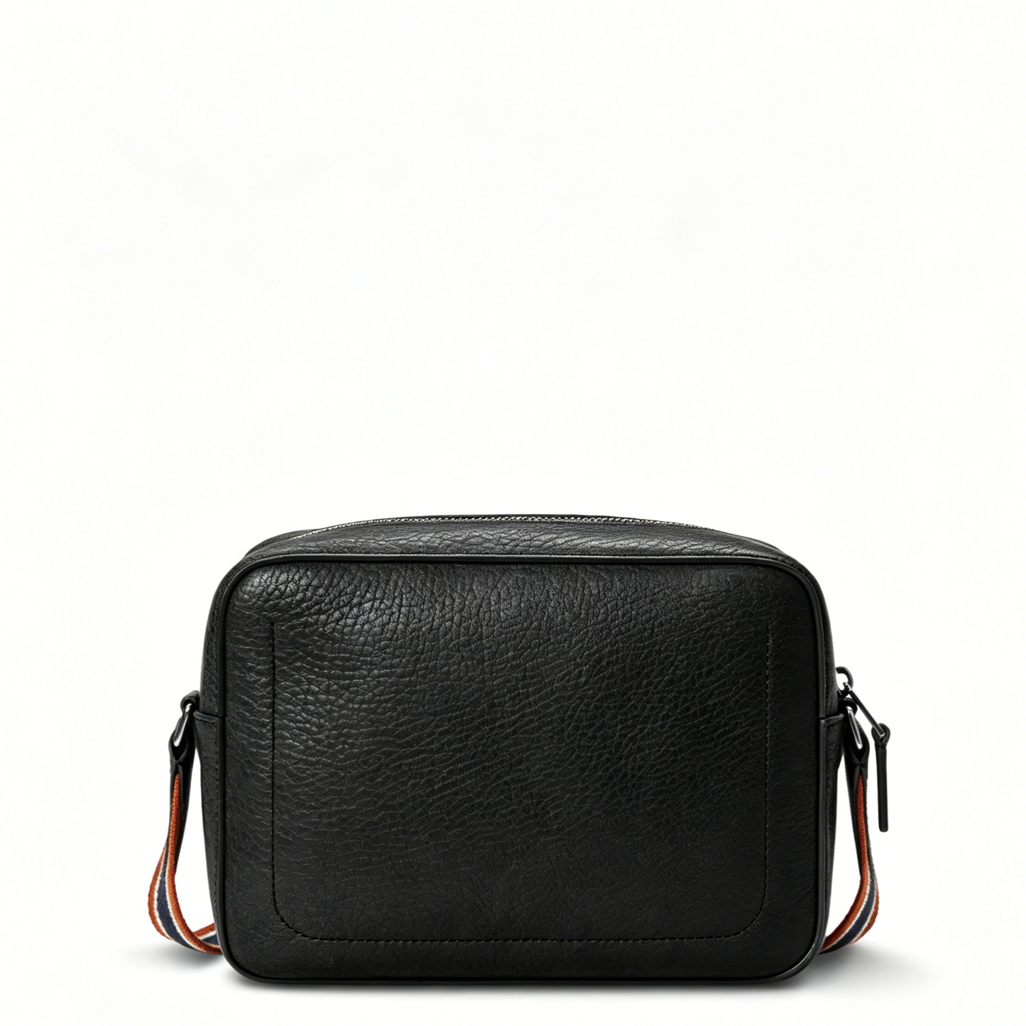 Pebble Leather Striped Strap Camera Crossbody Bag