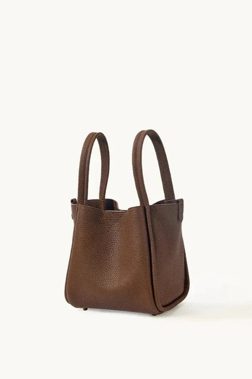 Minimal Pebble PU Leather 2-Way Mini Bucket Tote Bag