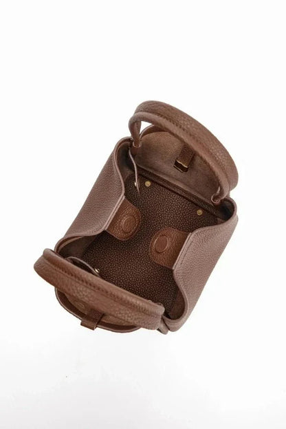 Minimal Pebble PU Leather 2-Way Mini Bucket Tote Bag