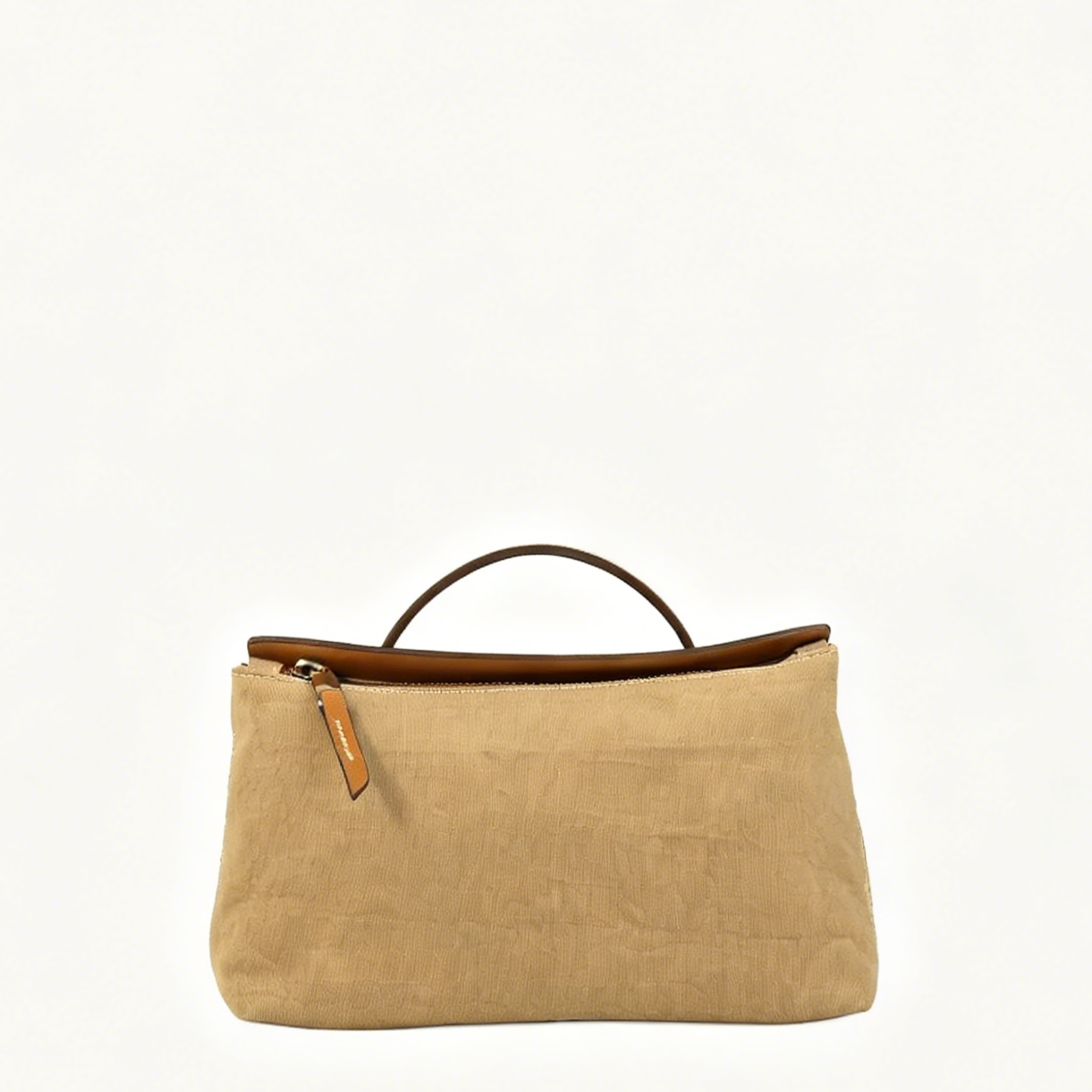 Minimal Nylon Leather Trim Mini Hand Crossbody Pochette Bag