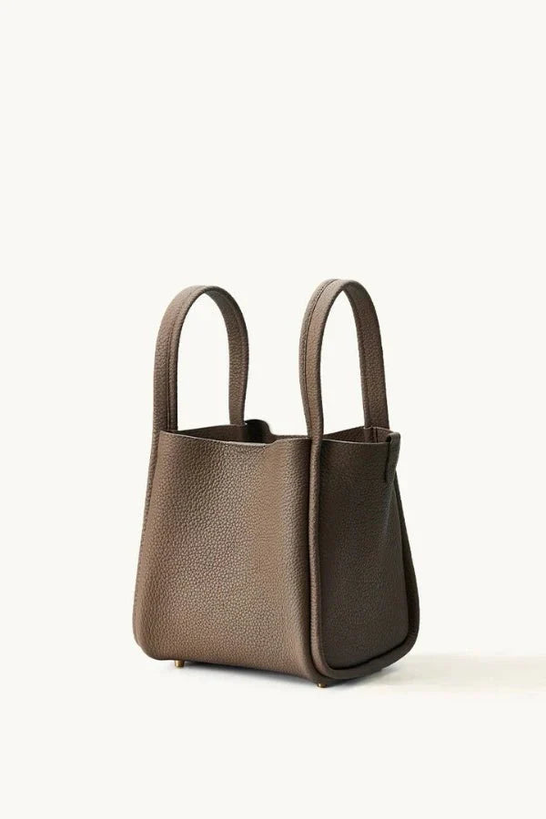 Minimal Pebble PU Leather 2-Way Mini Bucket Tote Bag