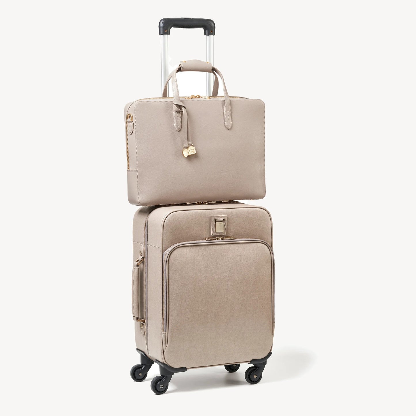 Structured Full Grain Leather Business Briefcase Tote Bag