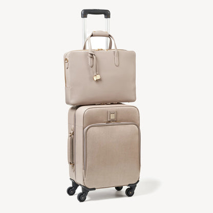 Structured Full Grain Leather Business Briefcase Tote Bag
