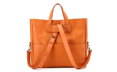Soft Full Grain Leather 2-Way Work Laptop Tote Bag