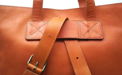 Soft Full Grain Leather 2-Way Work Laptop Tote Bag