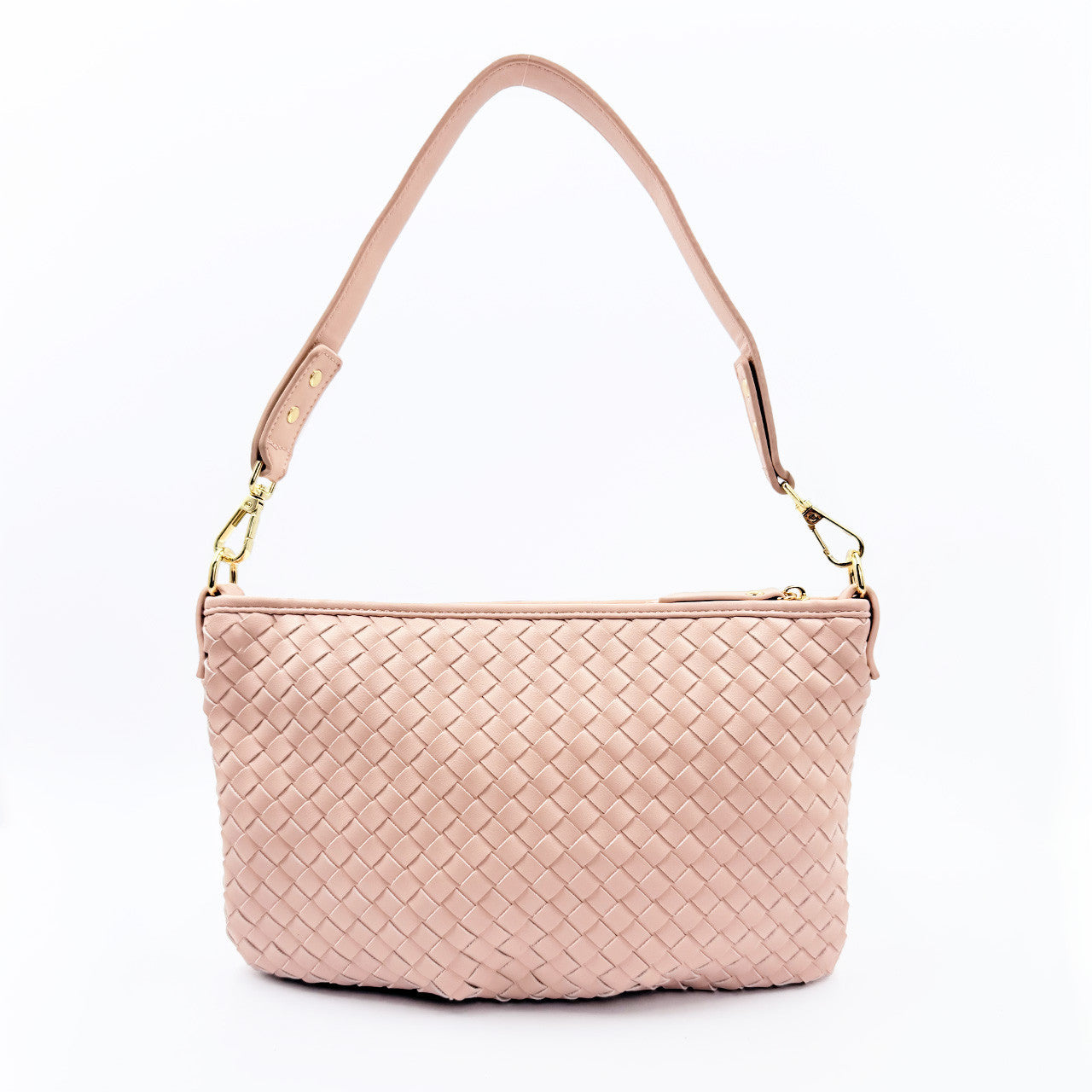 Woven Vegan Leather 3-Way Shoulder Crossbody Clutch Bag