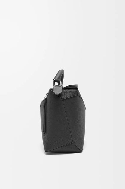 Geometric Puzzle Grain Leather 2-Way Duffle Crossbody Bag