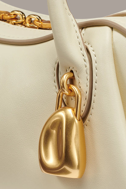 Smooth Cow Leather Vintage Mini Baguette Shoulder Bag