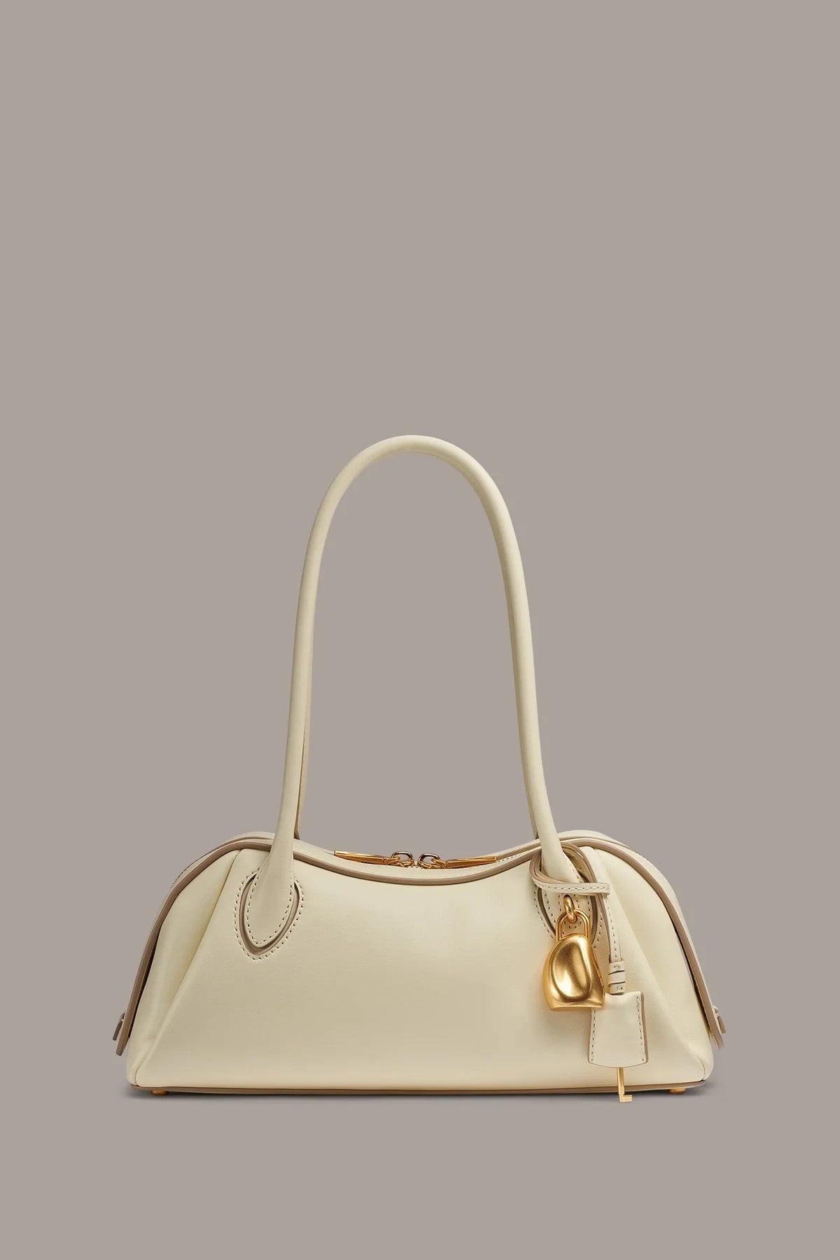 Smooth Cow Leather Vintage Mini Baguette Shoulder Bag