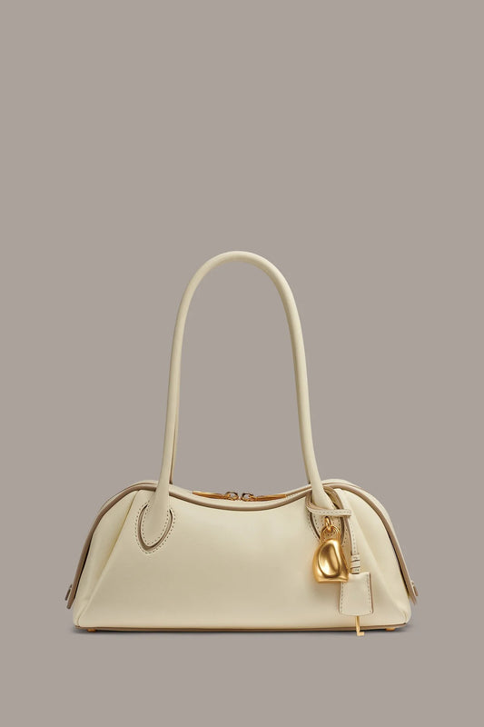Smooth Cow Leather Vintage Mini Baguette Shoulder Bag