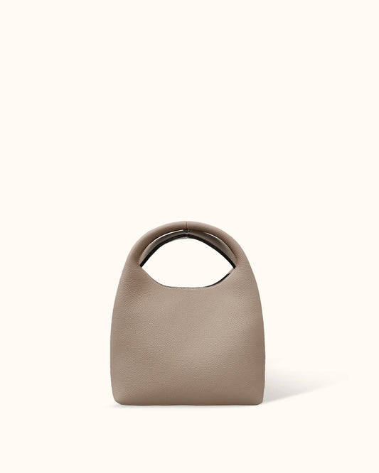 Minimal Pebble Leather 2-Way Mini Hobo Handbag