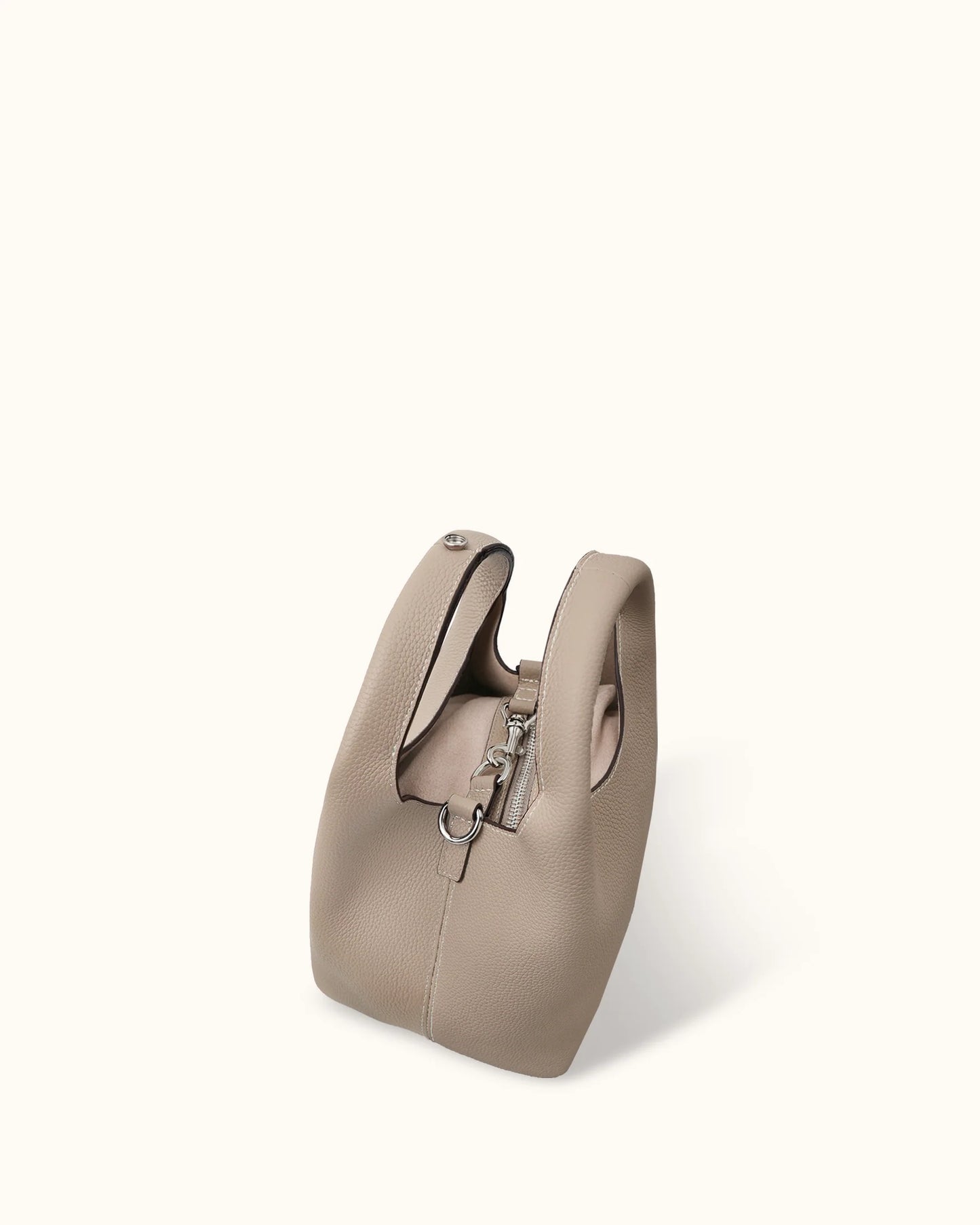 Minimal Pebble Leather 2-Way Mini Hobo Handbag