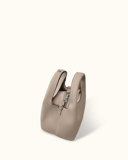 Minimal Pebble Leather 2-Way Mini Hobo Handbag