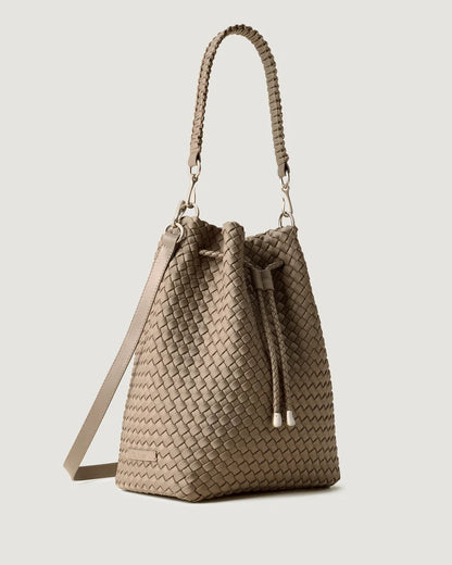 Handwoven Water Resistant Neoprene Drawstring Bucket Crossbody Bag