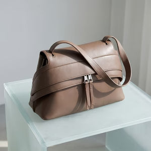 Layered Belted Smooth PU Minimal Shoulder Bag