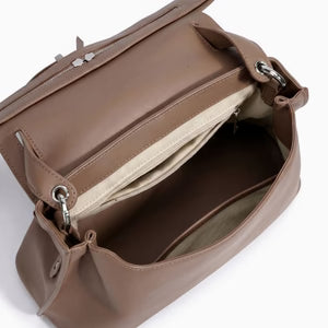 Layered Belted Smooth PU Minimal Shoulder Bag
