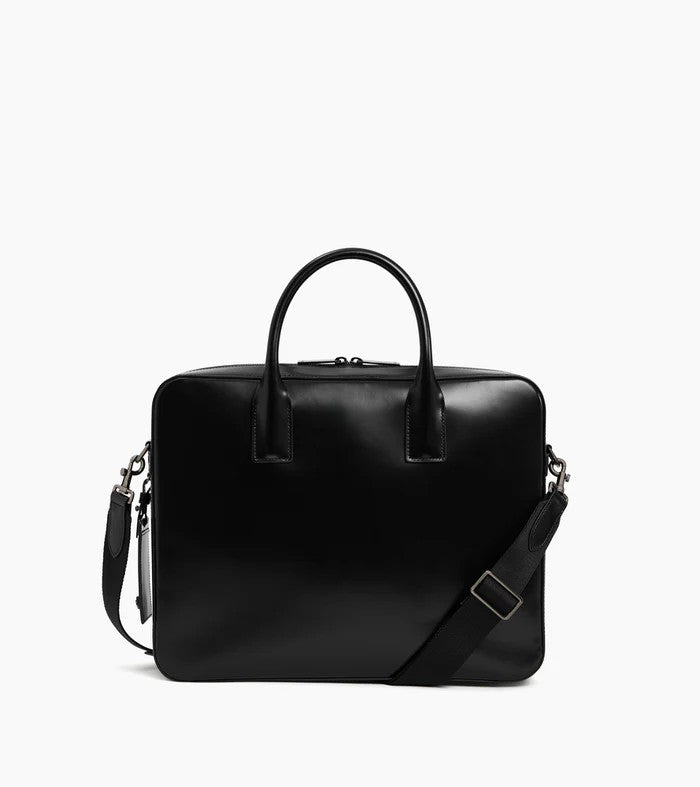 Smooth Full Grain Leather Slim Laptop Briefcase Bag