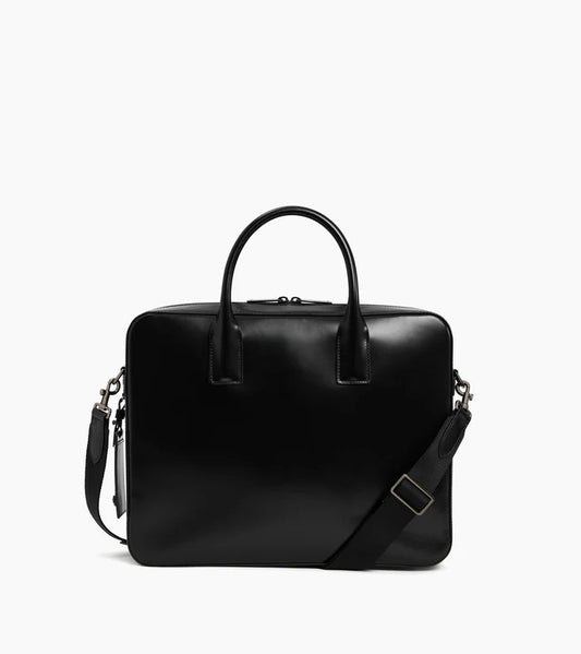 Smooth Full Grain Leather Slim Laptop Briefcase Bag