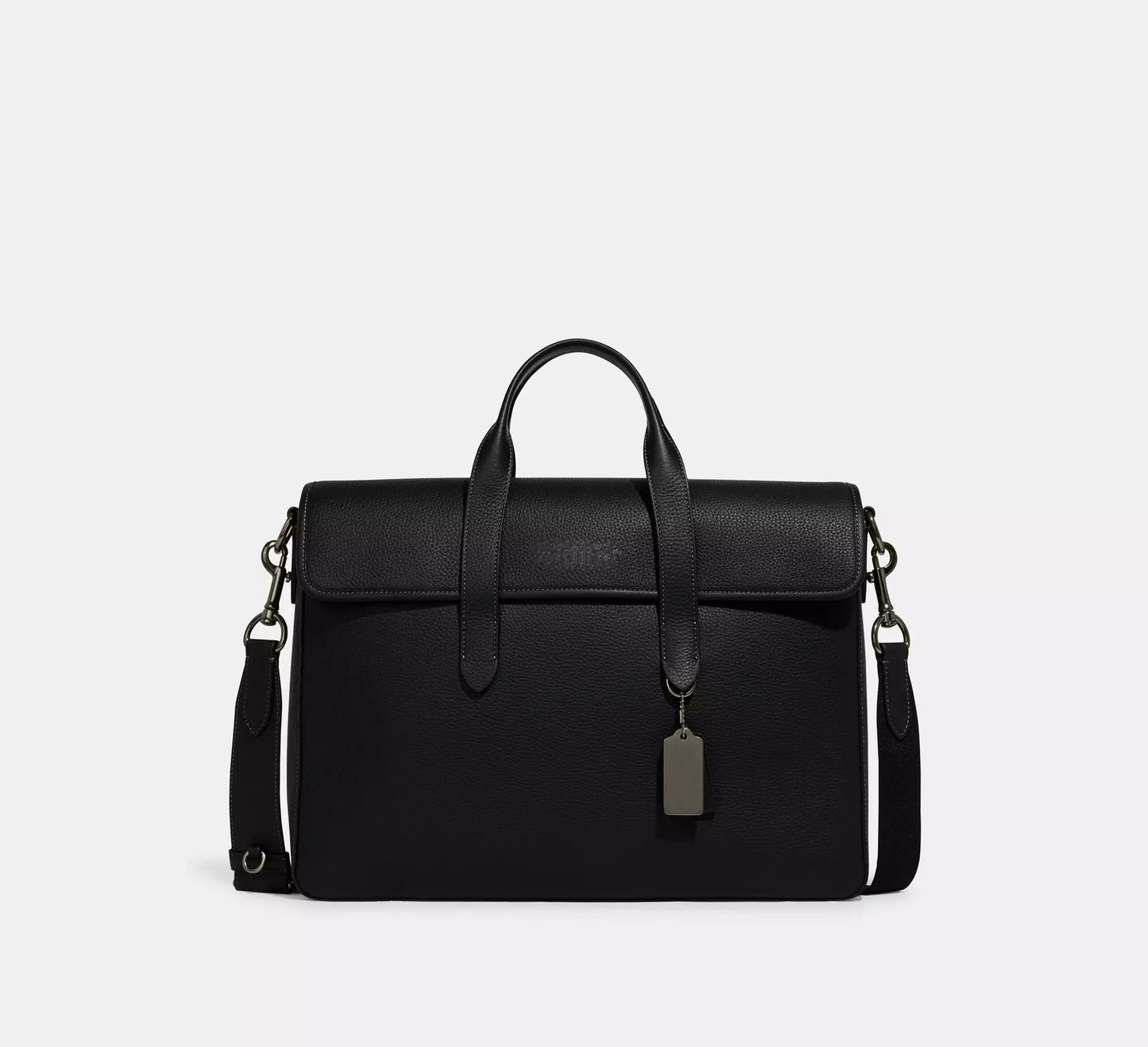 Refined Pebble Leather Flap Laptop Briefcase Bag