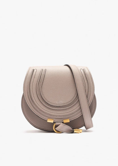 Grained Leather Decorative Stitch Saddle Crossbody Bag