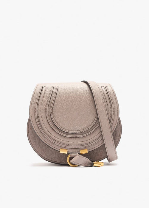 Grained Leather Decorative Stitch Saddle Crossbody Bag