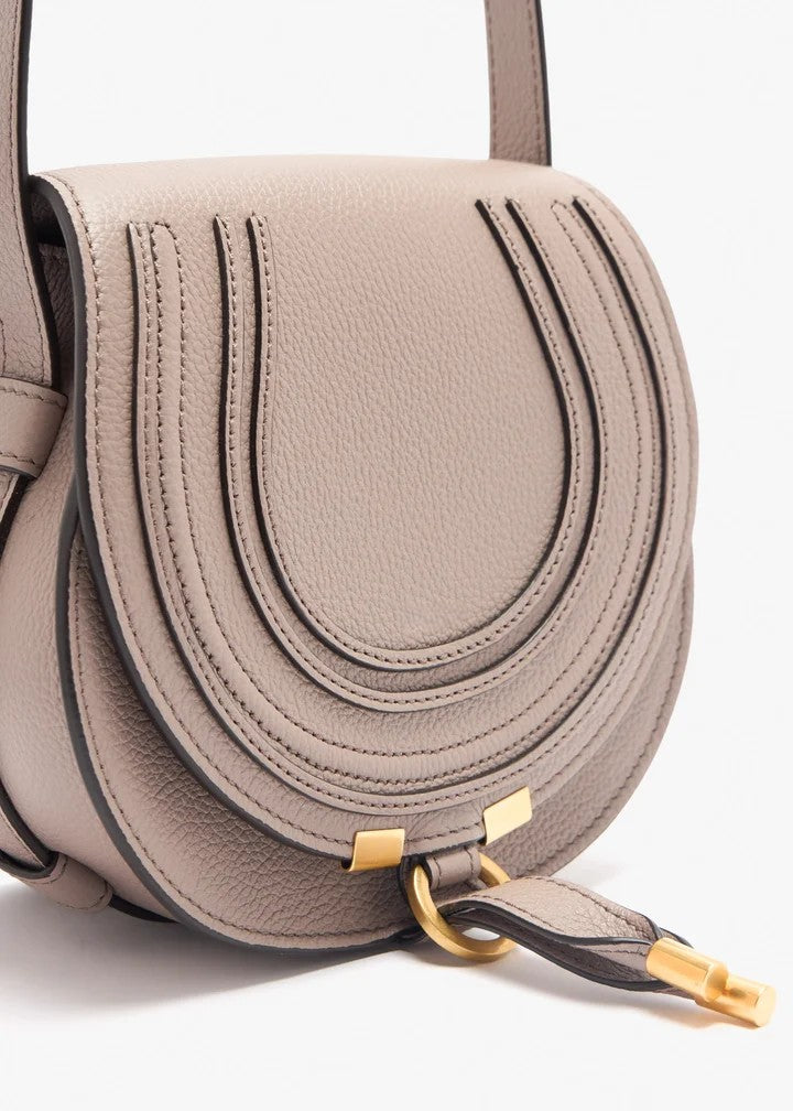 Grained Leather Decorative Stitch Saddle Crossbody Bag