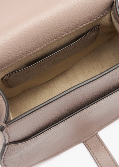 Grained Leather Decorative Stitch Saddle Crossbody Bag
