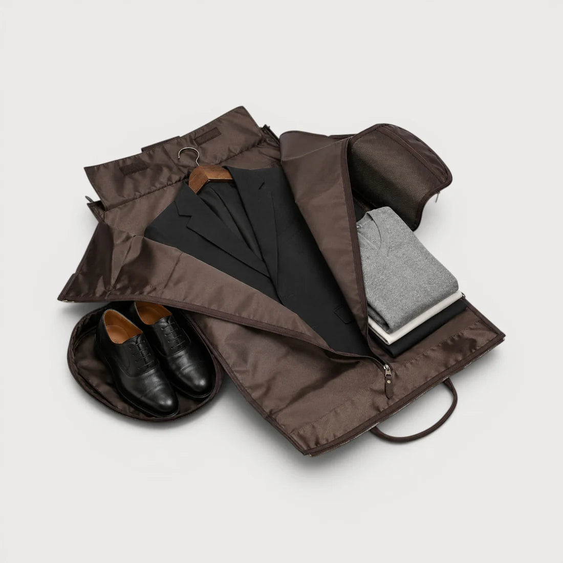 Waxed Full Grain Leather Garment Travel Duffle Bag