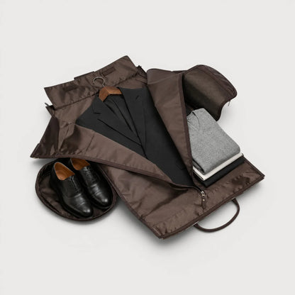 Waxed Full Grain Leather Garment Travel Duffle Bag
