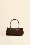 Adjustable Buckle Suede Retro Baguette Shoulder Bag