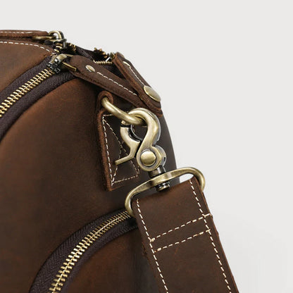 Waxed Full Grain Leather Garment Travel Duffle Bag