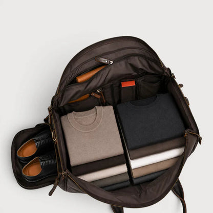 Waxed Full Grain Leather Garment Travel Duffle Bag