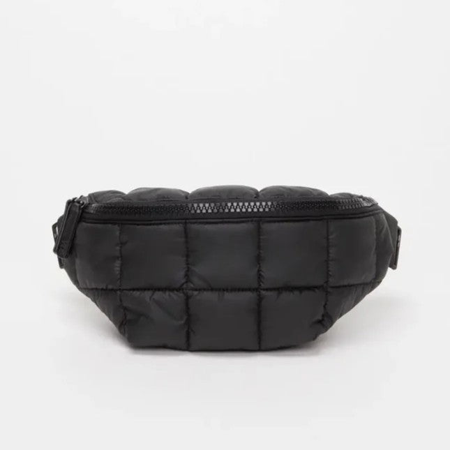 Quilted Puffy Nylon Adjustable Sling Crossbody Fanny Pack