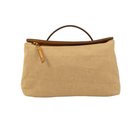 Minimal Nylon Leather Trim Mini Hand Crossbody Pochette Bag