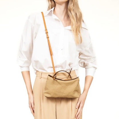Minimal Nylon Leather Trim Mini Hand Crossbody Pochette Bag